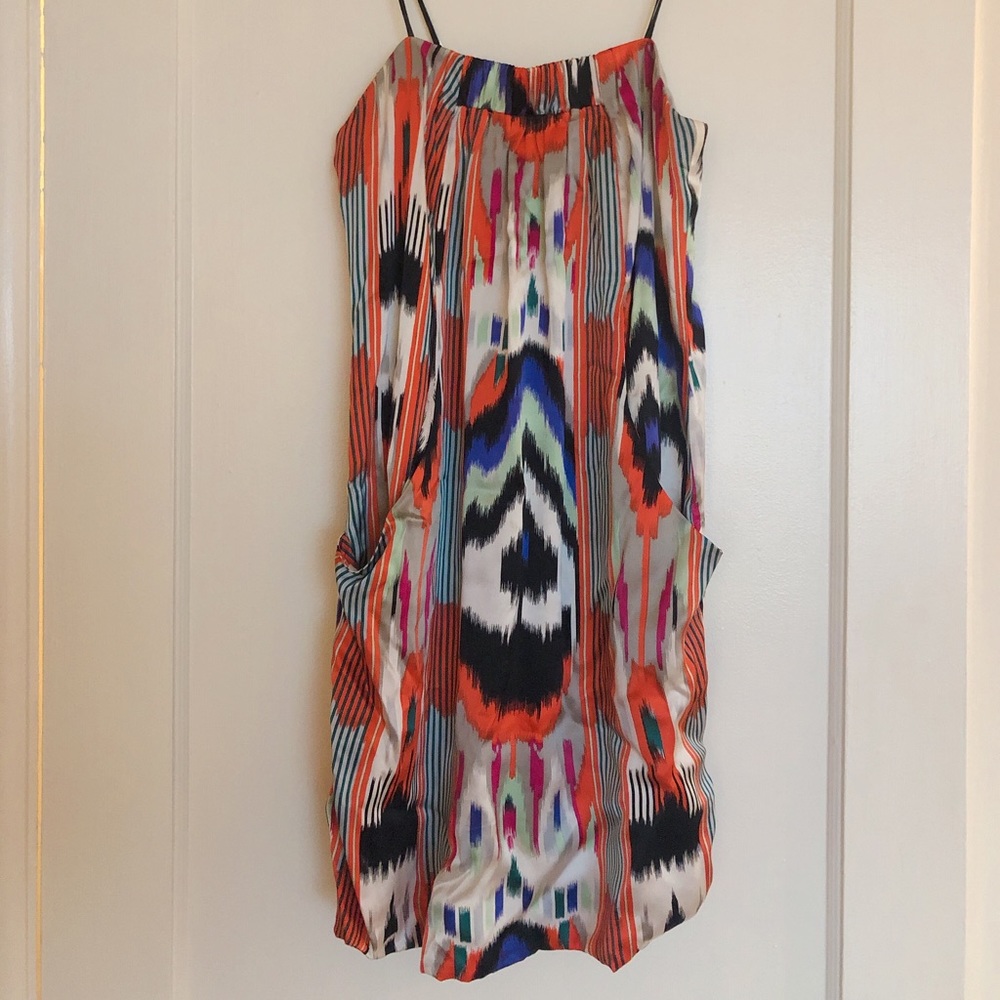 Poleci Ikat print silk dress